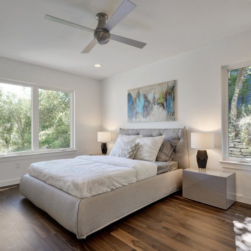 bedroom/kitchen with hardwood floor Peoples Signature Flooring Austin Texas, Walnut Natural 5 Inch