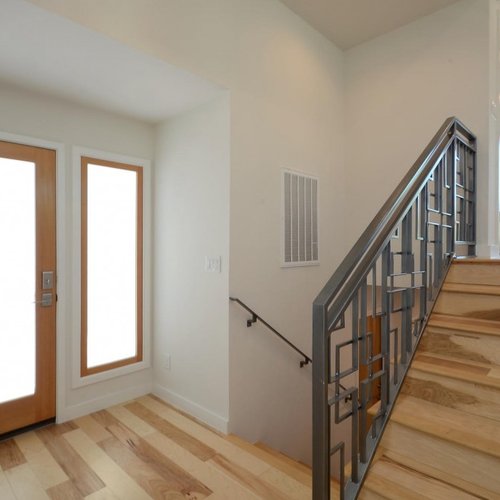 foyer with hardwood floor Peoples Signature Flooring Austin Texas, Hickory Natural 5 Inch